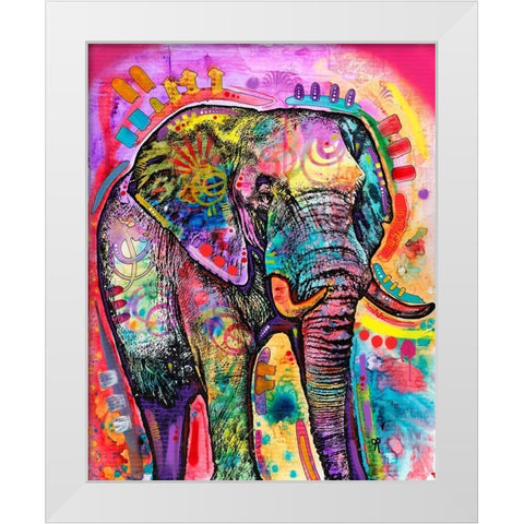 Elephant in Charge White Modern Wood Framed Art Print by Dean Russo Collection