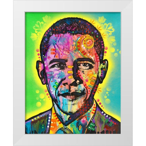 Obama White Modern Wood Framed Art Print by Dean Russo Collection