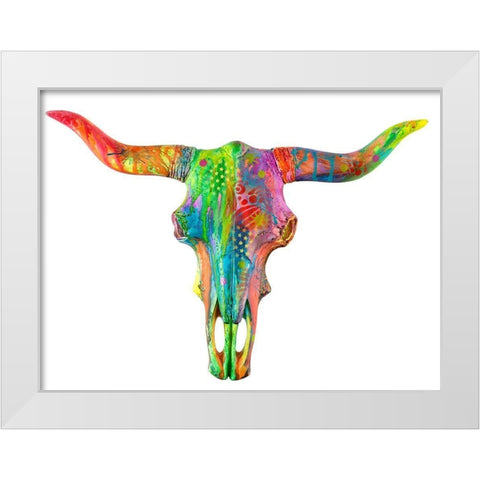 Longhorn White Modern Wood Framed Art Print by Dean Russo Collection