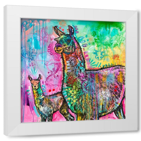 Psychedelic Llama White Modern Wood Framed Art Print by Dean Russo Collection