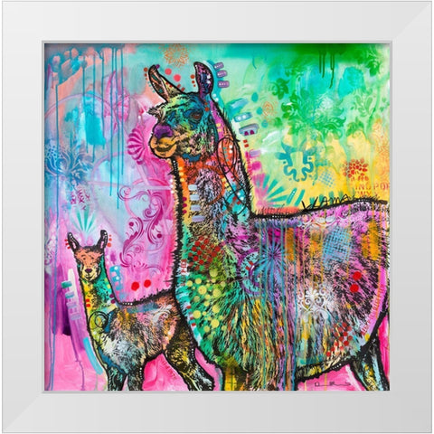Psychedelic Llama White Modern Wood Framed Art Print by Dean Russo Collection