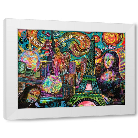 Iconic Travel White Modern Wood Framed Art Print by Dean Russo Collection