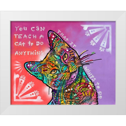 You can teach a cat White Modern Wood Framed Art Print by Dean Russo Collection