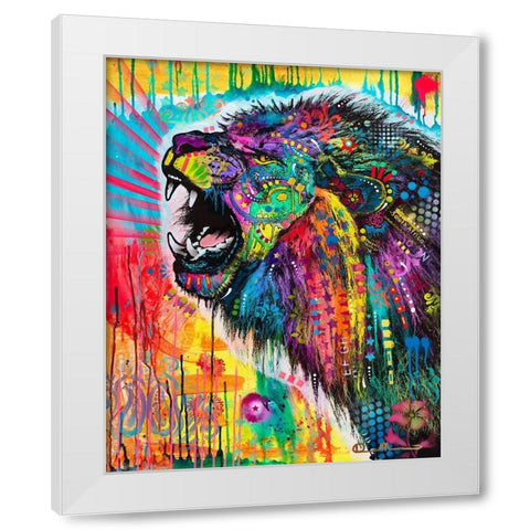 South African Lion White Modern Wood Framed Art Print by Dean Russo Collection