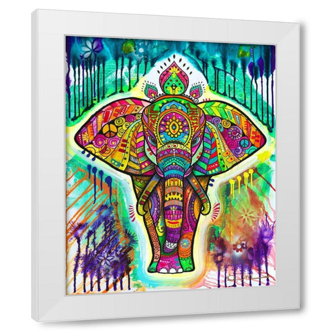 Elephant 4 White Modern Wood Framed Art Print by Dean Russo Collection