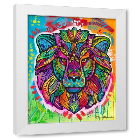 Lion White Modern Wood Framed Art Print by Dean Russo Collection
