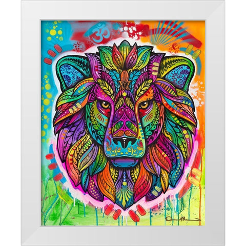 Lion White Modern Wood Framed Art Print by Dean Russo Collection
