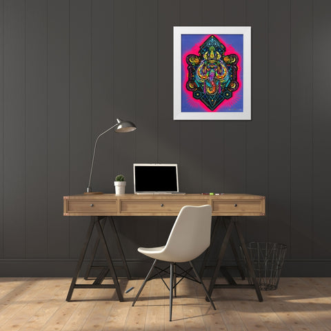 King Elephant White Modern Wood Framed Art Print by Dean Russo Collection