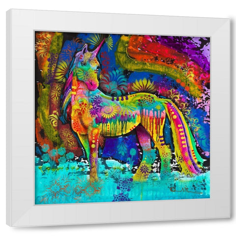 Oddesy Unicorn White Modern Wood Framed Art Print by Dean Russo Collection