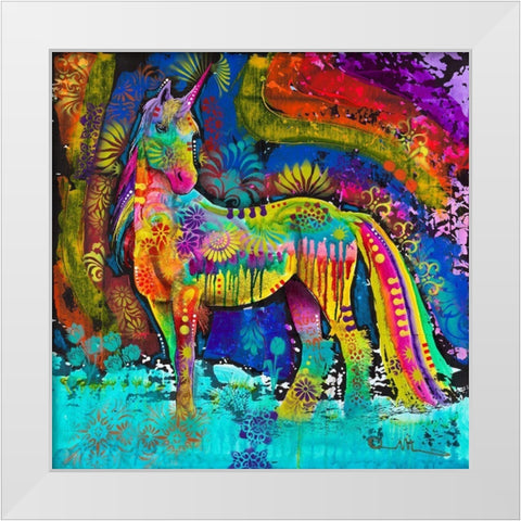 Oddesy Unicorn White Modern Wood Framed Art Print by Dean Russo Collection