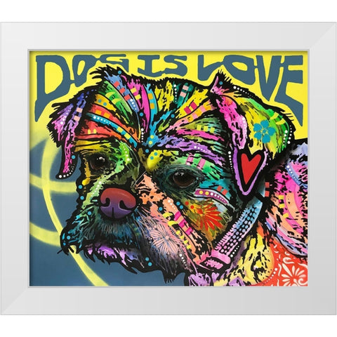 Dog Is Love (Heart) White Modern Wood Framed Art Print by Dean Russo Collection