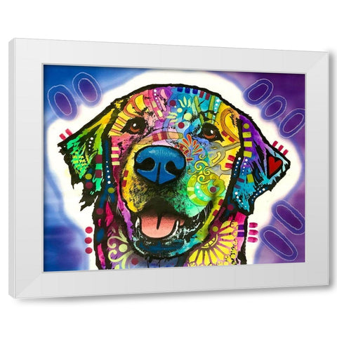 Heartfelt Retriever White Modern Wood Framed Art Print by Dean Russo Collection