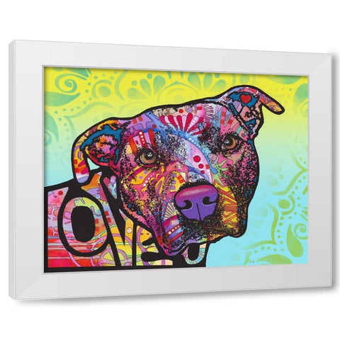 Love You Pit Bull White Modern Wood Framed Art Print by Dean Russo Collection