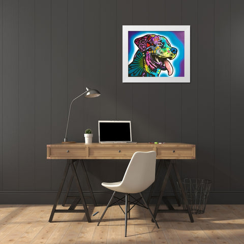 Spoiled Rottie White Modern Wood Framed Art Print by Dean Russo Collection