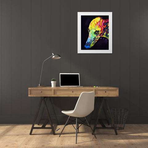 Greyhound White Modern Wood Framed Art Print by Dean Russo Collection