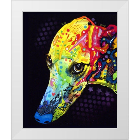Greyhound White Modern Wood Framed Art Print by Dean Russo Collection