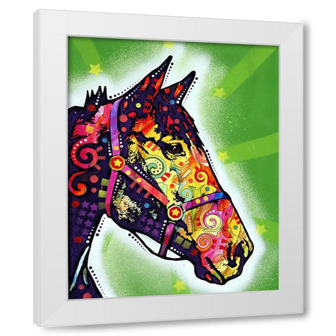 Horse White Modern Wood Framed Art Print by Dean Russo Collection