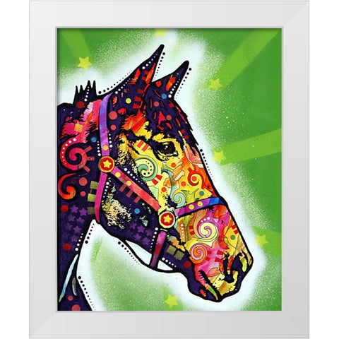 Horse White Modern Wood Framed Art Print by Dean Russo Collection