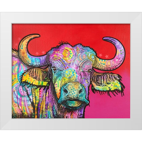 Wildebeest White Modern Wood Framed Art Print by Dean Russo Collection