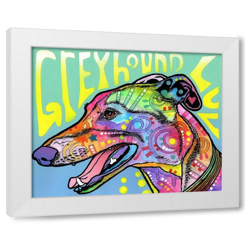 Greyhound Luv White Modern Wood Framed Art Print by Dean Russo Collection