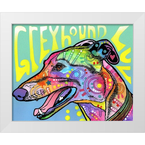 Greyhound Luv White Modern Wood Framed Art Print by Dean Russo Collection