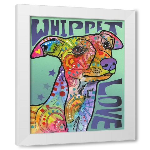 Whippet Love White Modern Wood Framed Art Print by Dean Russo Collection