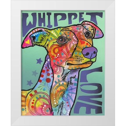Whippet Love White Modern Wood Framed Art Print by Dean Russo Collection