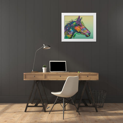 Basha Custom-3 White Modern Wood Framed Art Print by Dean Russo Collection