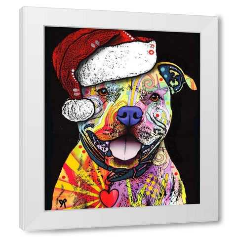 Beware of Pit Bulls Christmas Edition White Modern Wood Framed Art Print by Dean Russo Collection