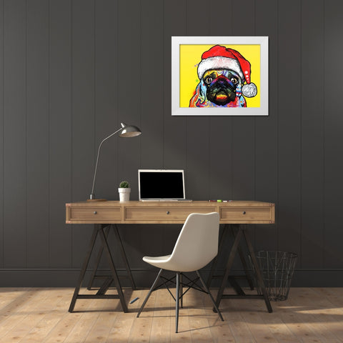 Pug Christmas Edition White Modern Wood Framed Art Print by Dean Russo Collection