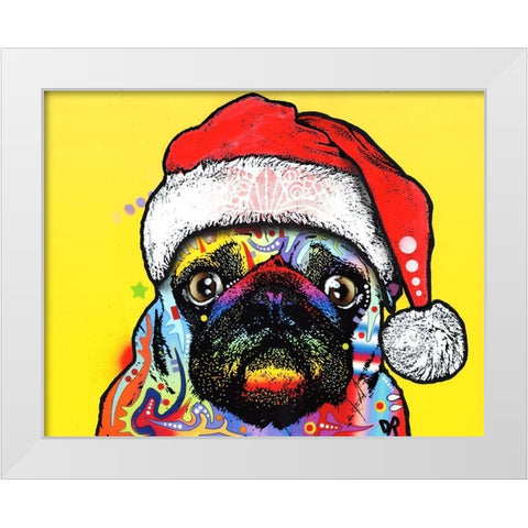 Pug Christmas Edition White Modern Wood Framed Art Print by Dean Russo Collection