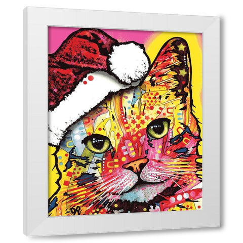 Tilt Cat Christmas Edition White Modern Wood Framed Art Print by Dean Russo Collection