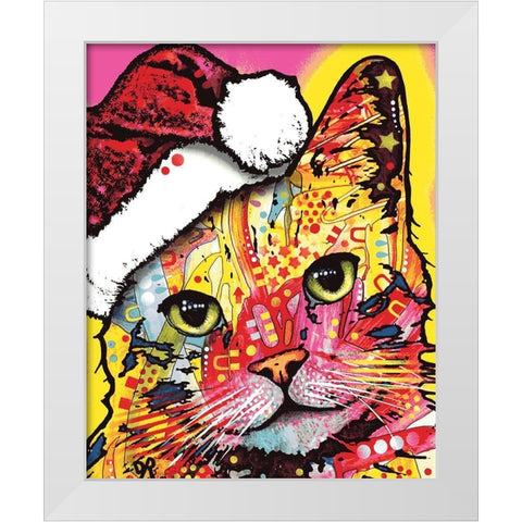 Tilt Cat Christmas Edition White Modern Wood Framed Art Print by Dean Russo Collection