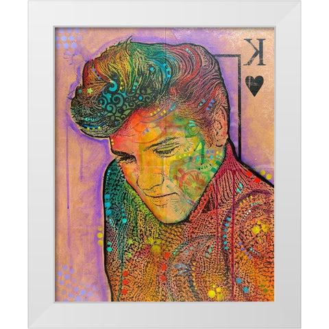Elvis - King of Hearts White Modern Wood Framed Art Print by Dean Russo Collection