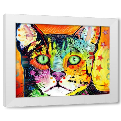 Straight Cat White Modern Wood Framed Art Print by Dean Russo Collection