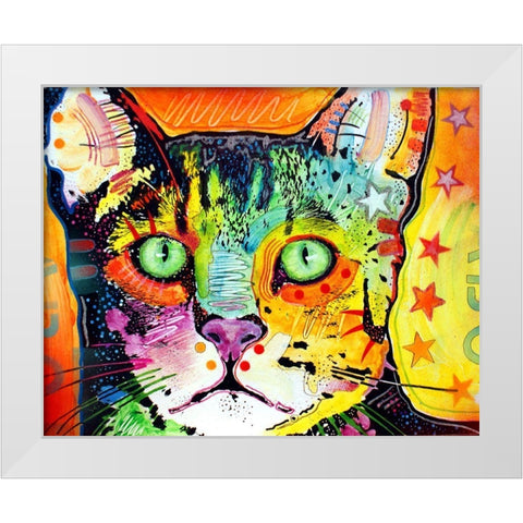 Straight Cat White Modern Wood Framed Art Print by Dean Russo Collection