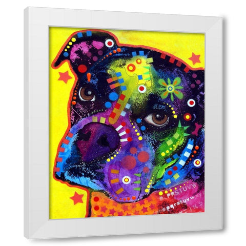 Young Boxer 121609 White Modern Wood Framed Art Print by Dean Russo Collection