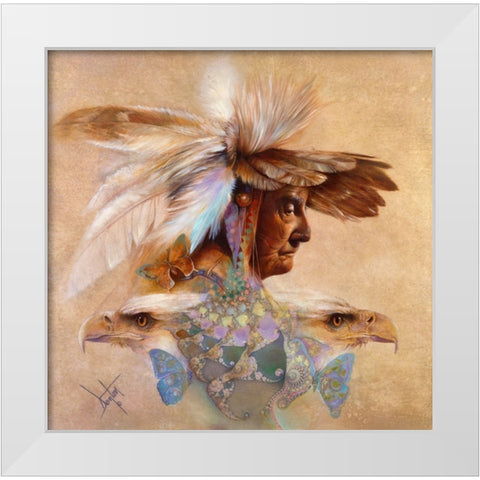 Feathers And Wings White Modern Wood Framed Art Print by Lund, Denton