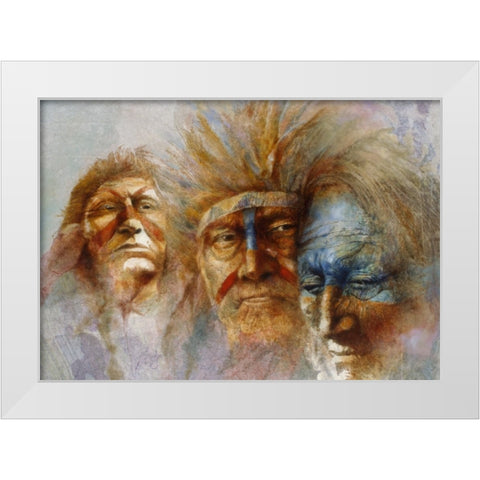 Three Chiefs White Modern Wood Framed Art Print by Lund, Denton