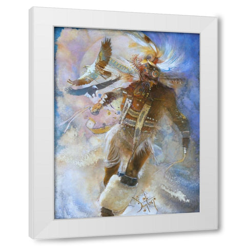 The Eagle Dancer White Modern Wood Framed Art Print by Lund, Denton