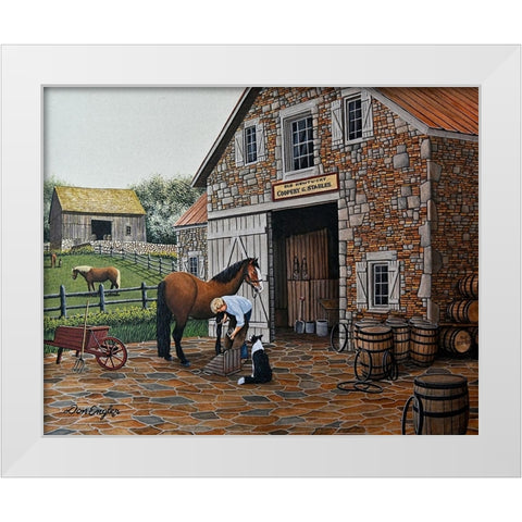 Barrels and Shoes White Modern Wood Framed Art Print by Engler, Don