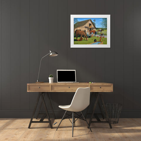Old Town Stables White Modern Wood Framed Art Print by Engler, Don