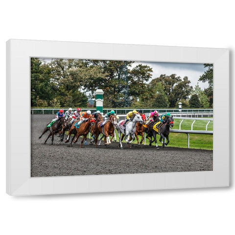 Into The Home Stretch White Modern Wood Framed Art Print by Galloimages Online