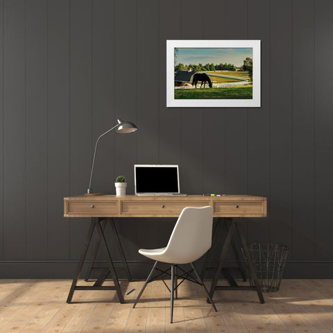 Sunset On The Farm White Modern Wood Framed Art Print by Galloimages Online