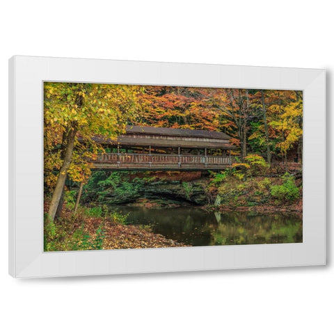 Mill Creek Covered Bridge 2 White Modern Wood Framed Art Print by Galloimages Online