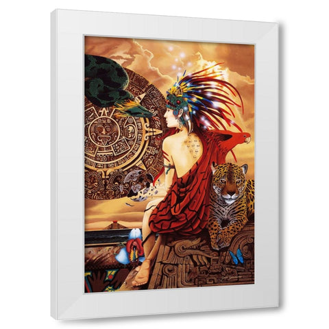 Aztec Dawn White Modern Wood Framed Art Print by Stevenson, Graeme