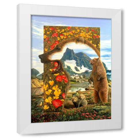 Bearly Where Bearly There White Modern Wood Framed Art Print by Stevenson, Graeme