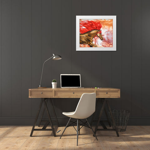 Blood Of The Stallion White Modern Wood Framed Art Print by Stevenson, Graeme