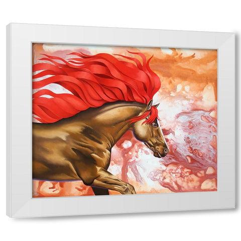 Blood Of The Stallion White Modern Wood Framed Art Print by Stevenson, Graeme
