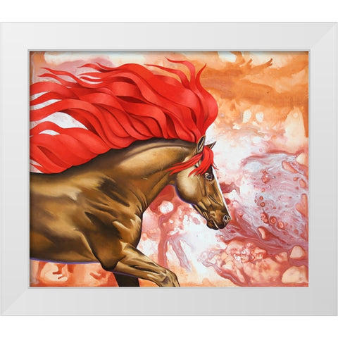 Blood Of The Stallion White Modern Wood Framed Art Print by Stevenson, Graeme